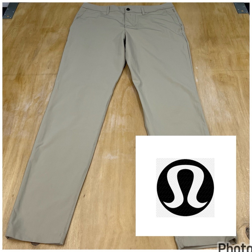Lululemon ABC Trousers (No Tag) Mens 35x35 Classic Fit Tapered Leg Khaki Chinos